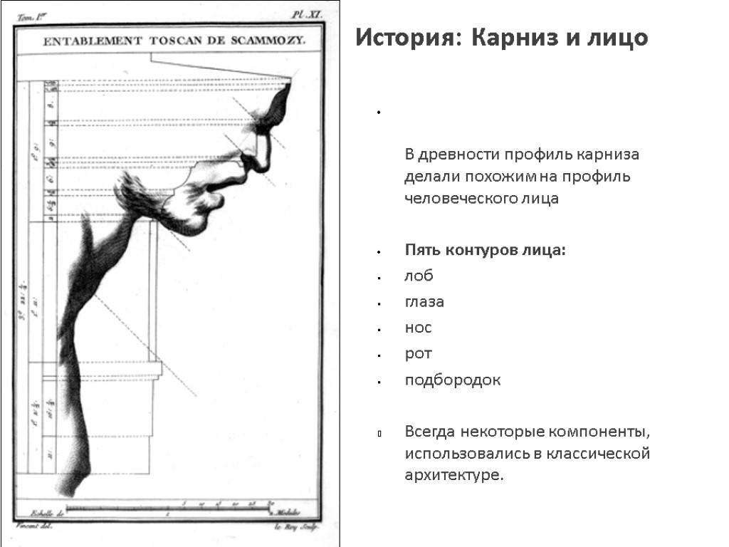 История: Карниз и лицо В древности профиль карниза делали похожим на профиль человеческого лица